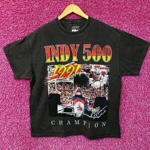 Indycar Racing Indy 500 Champion Rick Mears 1991 Victory Graphic T-Shirt Medium